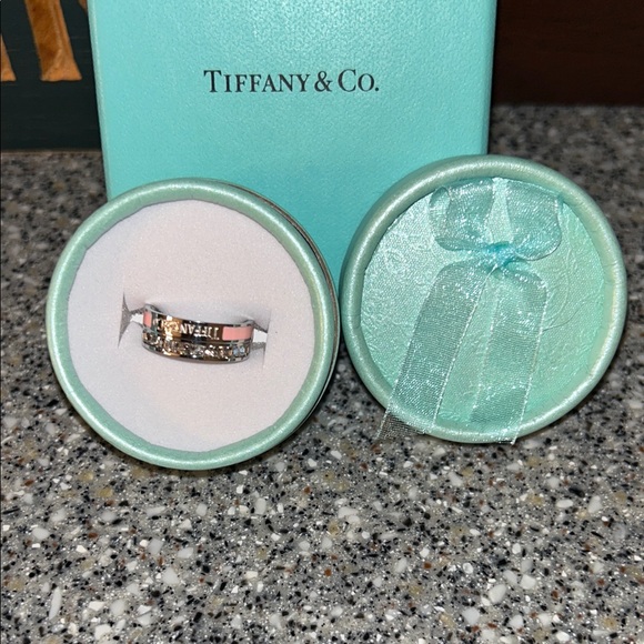 NWOT Tiffany & Co. Silver & Pink Band with CZ stones - Picture 5 of 5